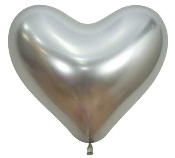 14" Sempertex Reflex Silver Heart Latex Balloons