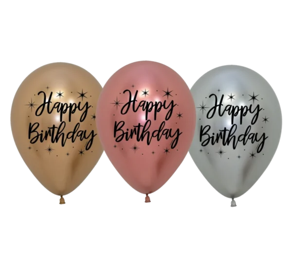 11" Sempertex Happy Birthday Reflex Deluxe Latex Balloons