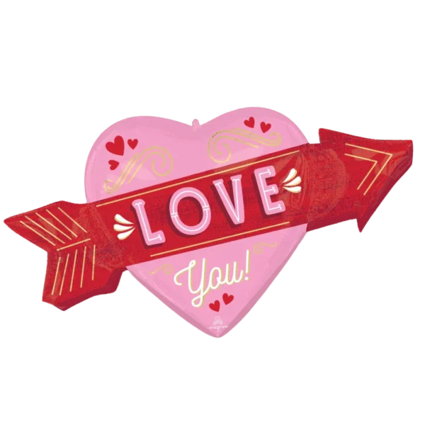42" Anagram Retro Love Arrow Super Shape Foil Balloon